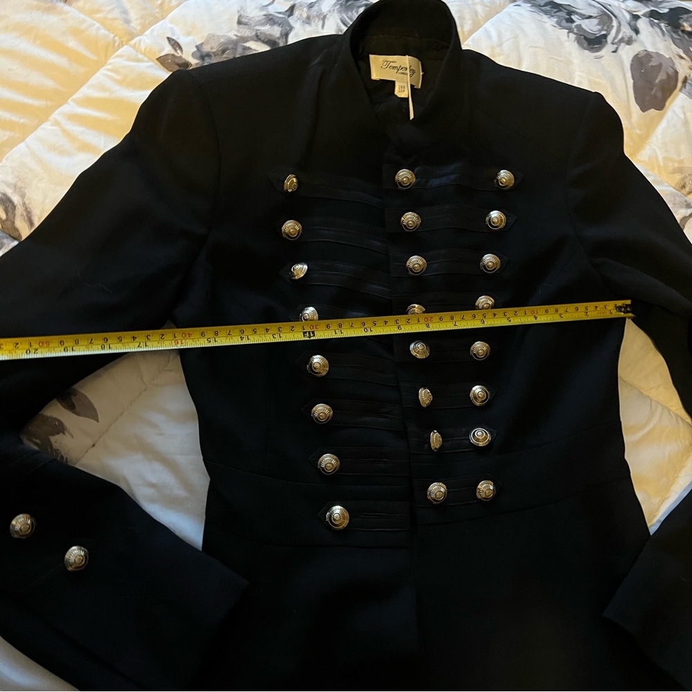 Temperley London Black Military Coat with Silver Buttons - Picture 4 of 11